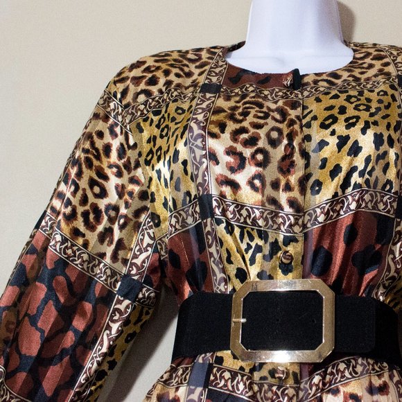 Leopard Button Up Shirt 80s Vintage animal print - Picture 8 of 12